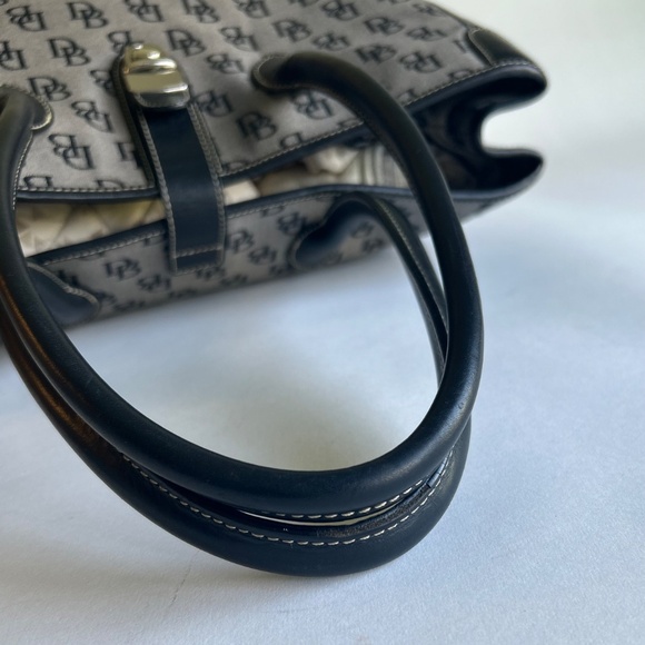 Dooney & Bourke Grey Black Canvas Leather Tote Shoulder Bag - Picture 10 of 14